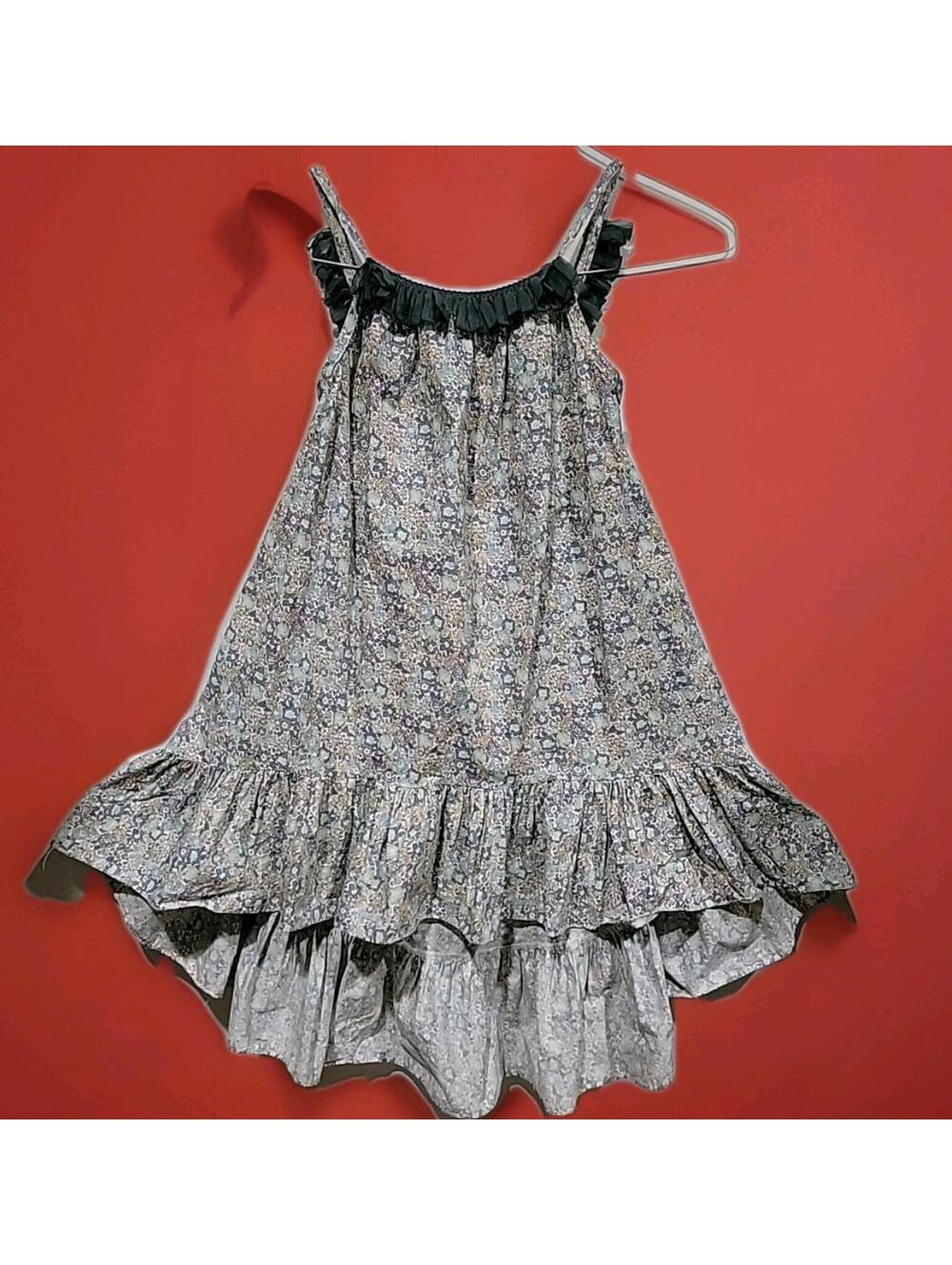 Petite Hailey Girl's Dress Size 8 Blue Cotton Floral Ruffles High-Low #H